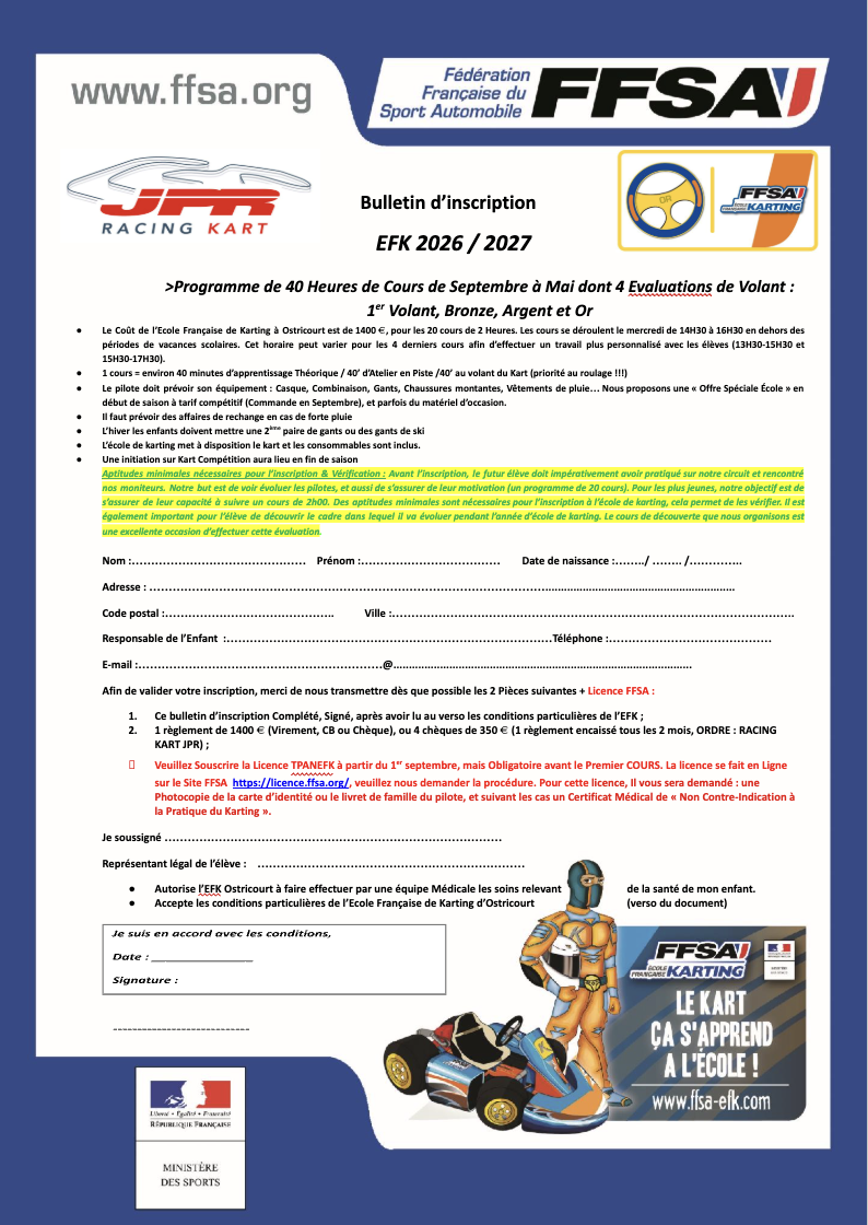 Bulletin d'inscription
